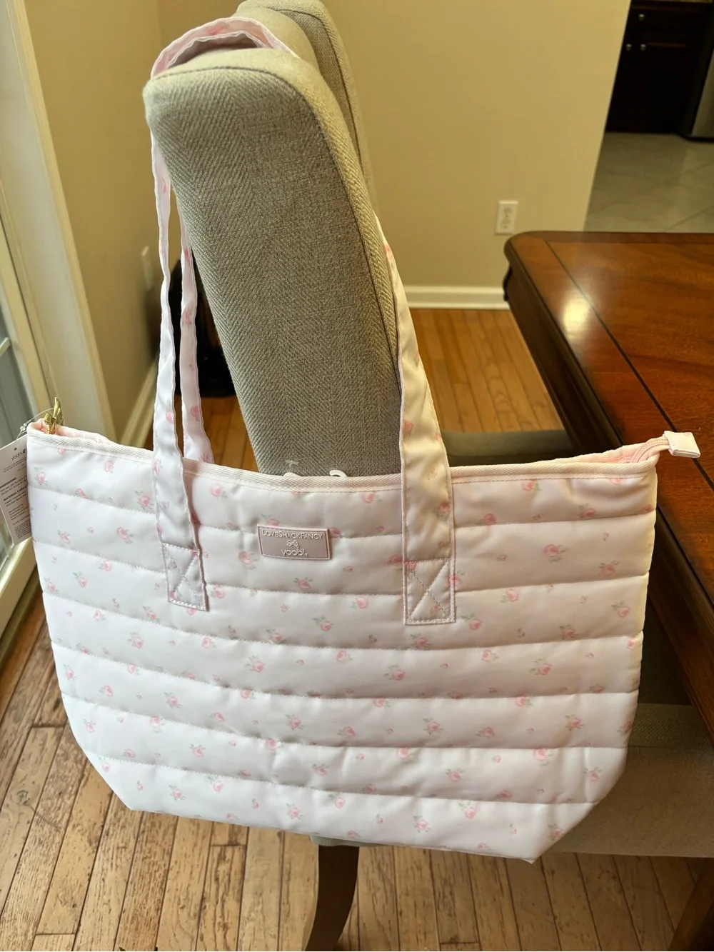 LoveShackFancy Pale Pink Floral Tote Bag
